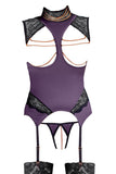 Abierta Fina Purple Basque and String | Angel Clothing