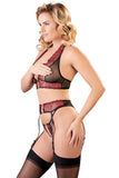 Abierta Fina Suspender Set with Rhinestones | Angel Clothing