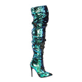 Pleaser COURTLY 3011 Boots Green | Angel Clothing