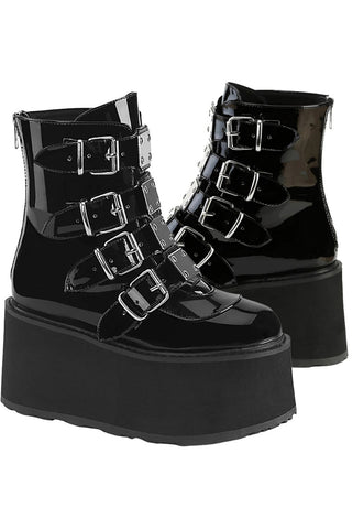 DemoniaCult Damned 105 Black Patent Boots | Angel Clothing