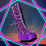 DemoniaCult SWING 815 Purple Holographic Boots | Angel Clothing