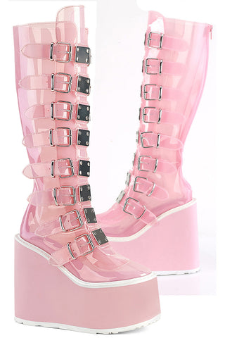 DemoniaCult SWING 815C Pink Transparent Boots