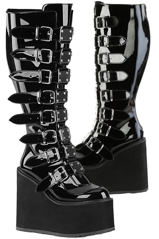DemoniaCult Swing 815WC Boots Patent WIDE CALF