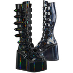 DemoniaCult SWING 815 Black Holographic Boots