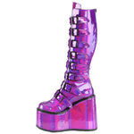 DemoniaCult SWING 815 Purple Holographic Boots | Angel Clothing