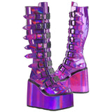 DemoniaCult SWING 815 Purple Holographic Boots | Angel Clothing