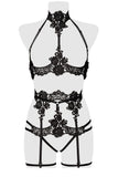 Grey Velvet Erotic Lace Lingerie Set | Angel Clothing