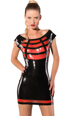 Guilty Pleasure Black Red Latex Dress | Angel Clothing