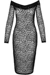 Noir Handmade Leopard Flock Midi Dress | Angel Clothing