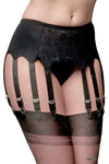 Nylon Dreams 12 Strap Suspender Belt Lace Black | Angel Clothing