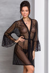 Passion Lovelia Penignoir Dressing Gown Black | Angel Clothing