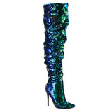 Pleaser COURTLY 3011 Boots Green | Angel Clothing