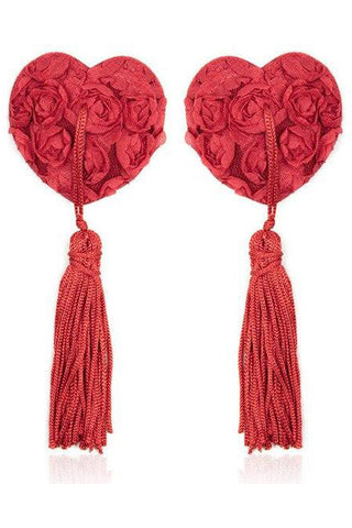 Red Rose Heart Nipple Tassles | Angel Clothing