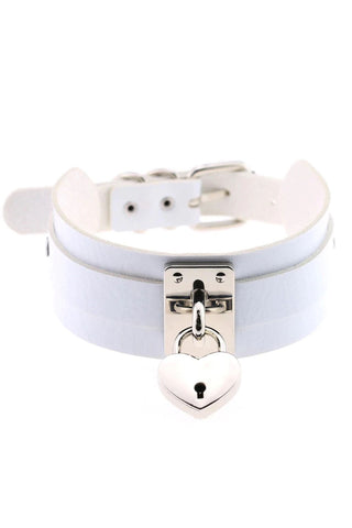 White Heart Padlock Collar | Angel Clothing